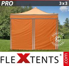 Tente evenementielle FleXtents PRO, Tente de chantier 3x3m Orange réfléchissant, avec 4...