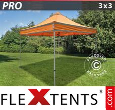 Tente evenementielle FleXtents PRO, Tente de chantier 3x3m Orange réfléchissant