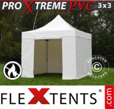 Tente evenementielle FleXtents Xtreme Heavy Duty 3x3m, Blanc avec 4 cotés