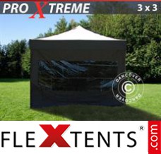 Tente evenementielle FleXtents Xtreme 3x3m Noir, avec 4 cotés