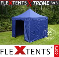 Tente evenementielle FleXtents Xtreme 3x3m Bleu foncé, avec 4 cotés