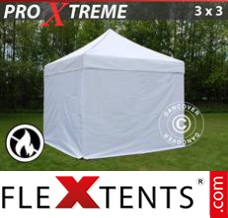 Tente evenementielle FleXtents Xtreme 3x3m Blanc, Ignifugé, avec 4 cotés