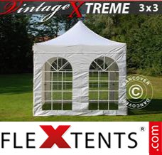 Tente evenementielle FleXtents Xtreme Vintage Style 3x3m Blanc, avec 4 cotés