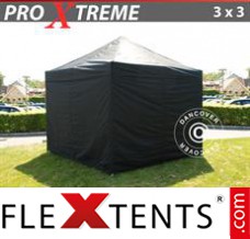 Tente evenementielle FleXtents Xtreme 3x3m Noir, avec 4 cotés
