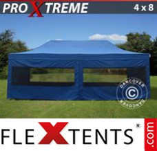 Tente evenementielle FleXtents Xtreme 4x8m Bleu, avec 6 cotés