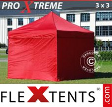 Tente evenementielle FleXtents Xtreme 3x3m Rouge, avec 4 cotés