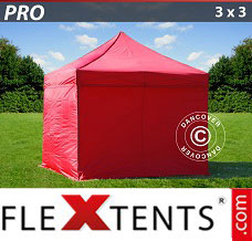 Tente evenementielle FleXtents PRO 3x3m Rouge, avec 4 cotés