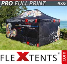 Tente evenementielle FleXtents PRO avec impression numérique, 4x6m, incl. 4 parois