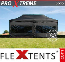 Tente evenementielle FleXtents Xtreme 3x6m Noir, avec 6 cotés