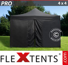 Tente evenementielle FleXtents PRO 4x4m Noir, avec 4 cotés