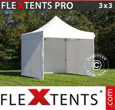 Tente evenementielle FleXtents PRO 3x3m Blanc, avec 4 cotés
