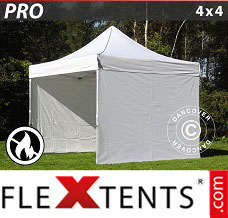 Tente evenementielle FleXtents PRO 4x4m Blanc, Ignifugé, avec 4 cotés