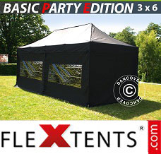 Tente evenementielle FleXtents Basic 3x6m Noir, avec 6 cotés