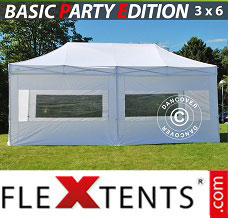 Tente evenementielle FleXtents Basic 3x6m Blanc, avec 6 cotés