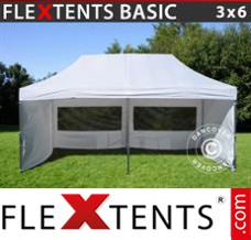 Tente evenementielle FleXtents Basic, 3x6m Blanc, avec 6 cotés