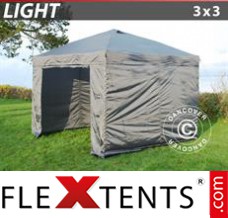 Tente evenementielle FleXtents Light 3x3m Grise, avec 4 cotés
