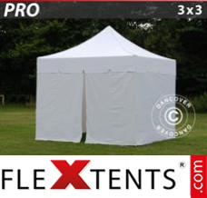 Tente evenementielle FleXtents PRO "Peaked" 3x3m Blanc, avec 4 cotés