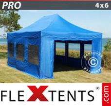 Tente evenementielle FleXtents PRO 4x6m Bleu, avec 8 cotés