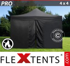 Tente evenementielle FleXtents PRO 4x4m Noir, Ignifugé, avec 4 cotés