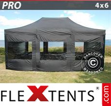 Tente evenementielle FleXtents PRO 4x6m Noir, avec 8 cotés