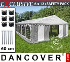 Tente evenementielle Exclusive 6x12m PVC, Gris/ Blanc