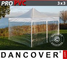 Tente evenementielle FleXtents PRO 3x3m Transparent, avec 4 cotés