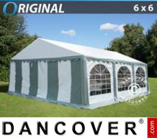 Tente evenementielle Original 6x6m PVC, Gris/Blanc