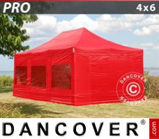Tente evenementielle FleXtents PRO 4x6m Rouge, avec 8 cotés