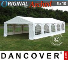 Tente evenementielle Original 5x10m PVC, "Arched", Blanc