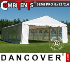 Tente evenementielle SEMI PRO Plus CombiTents® 8x12 (2,6)m 4-en-1, Blanc