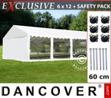 Tente evenementielle Exclusive 6x12m PVC, Blanc, Panorama