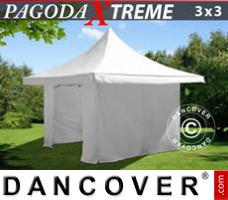 Tente evenementielle FleXtents Pagoda Xtreme 3x3m / (4x4m) Blanc, avec 4 cotés