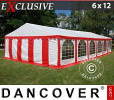 Tente evenementielle Exclusive 6x12m PVC, Rouge/Blanc