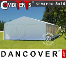 Tente evenementielle SEMI PRO Plus CombiTents® 8x16 (2,6)m 6-en-1, Blanc