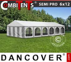Tente evenementielle SEMI PRO Plus CombiTents® 6x12m 4-en-1, Gris/Blanc