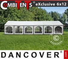 Tente evenementielle Exclusive CombiTents® 6x12m 4-en-1, Gris/Blanc