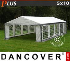 Tente evenementielle PLUS 5x10m PE, Gris/Blanc
