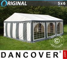Tente evenementielle Original 5x6m PVC, Gris/Blanc