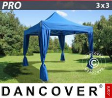 Tente evenementielle FleXtents PRO 3x3m Bleu, incl. 4 rideaux decoratifs