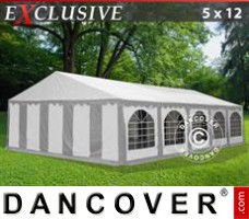 Tente evenementielle Exclusive 5x12m PVC, Gris/Blanc